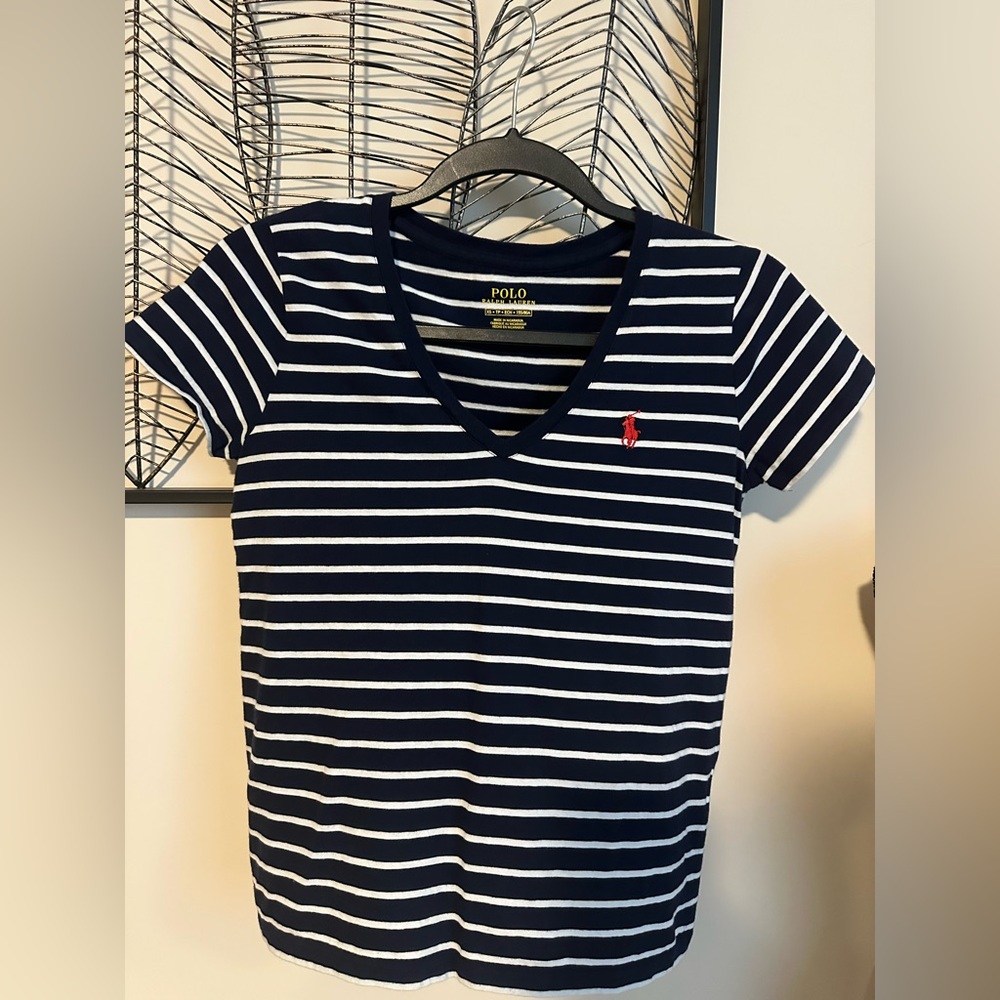 Polo by Ralph Lauren Blue and White Striped Top